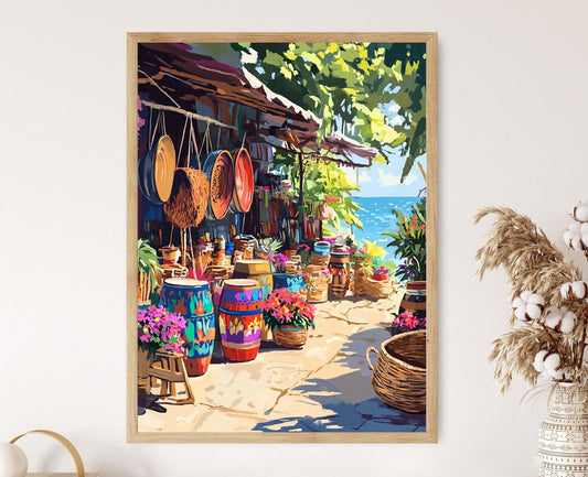 Affiche Souvenirs Haïtiens – Poster Art de Tambour en Acier Coloré