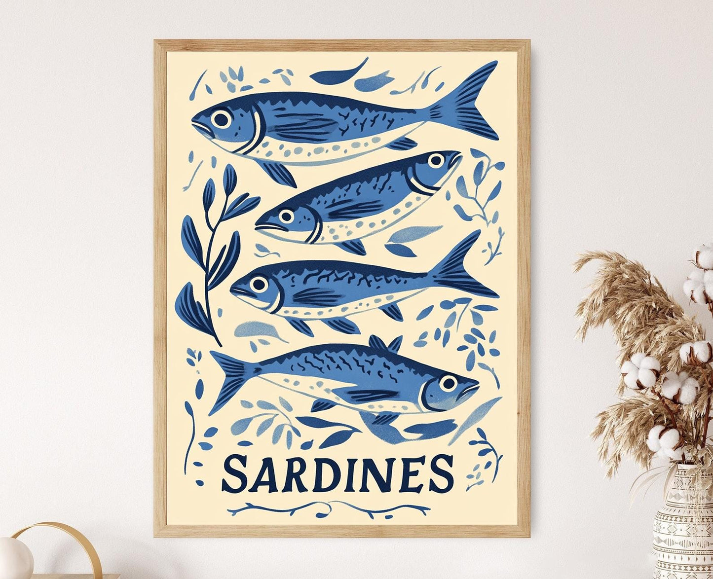 Affiche Vintage Sardines – Illustration Nautique pour Cuisine Côte Est