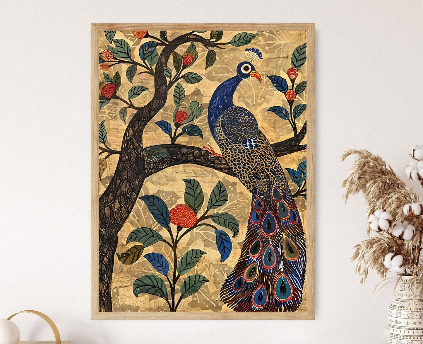 Affiche Kalamkari Intricate – Impression Artisanale Textile Décor Global