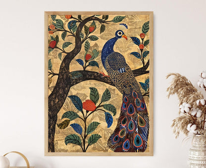 Affiche Kalamkari Intricate – Impression Artisanale Textile Décor Global