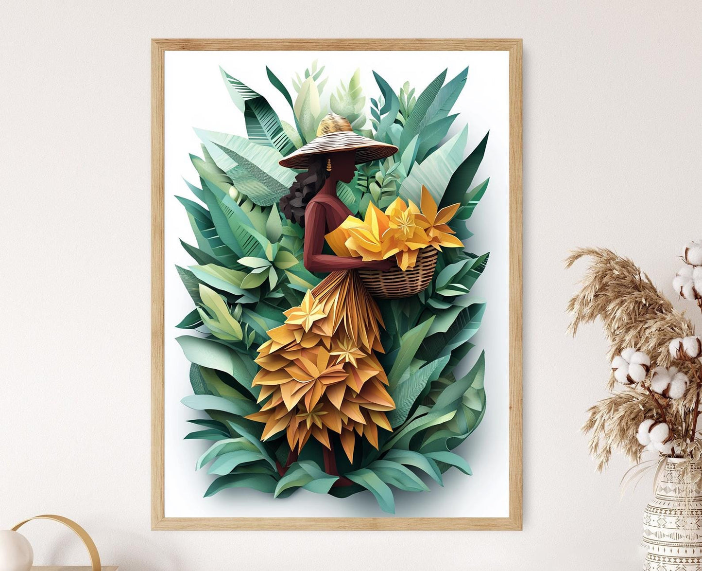 Affiche Panier de Carambole – Illustration d'une Femme Tahitienne