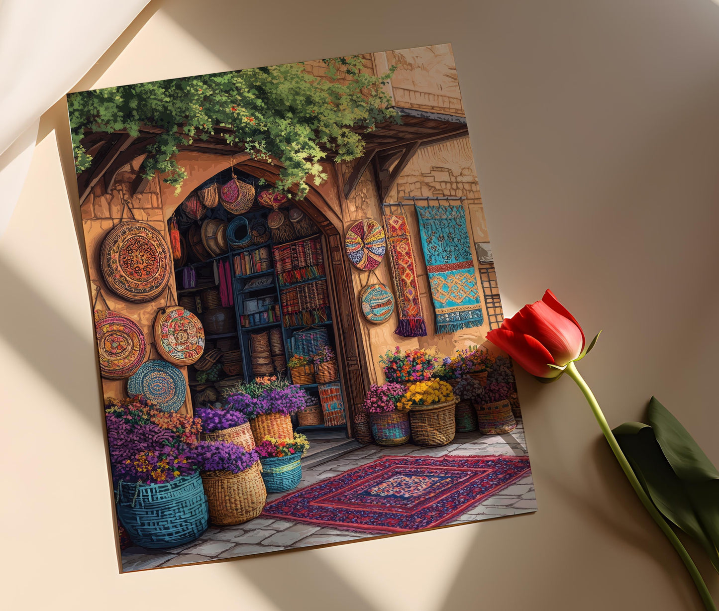 Affiche Bazar Persan – Poster Art de Paniers Tissés à la Main