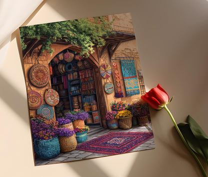 Affiche Bazar Persan – Poster Art de Paniers Tissés à la Main