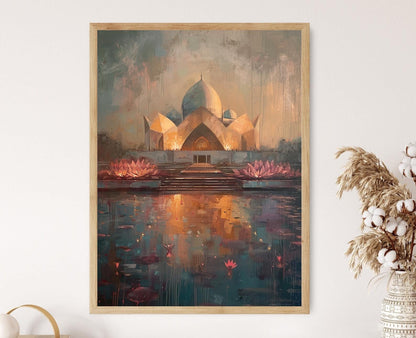 Affiche de Temple Lotus Serein – Peinture Patrimoine Indien