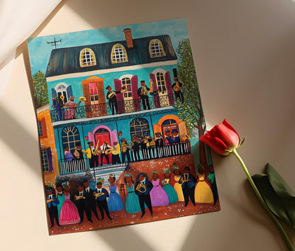 Affiche Naïve de la Nouvelle-Orléans – Musiciens de Jazz, Mardi Gras