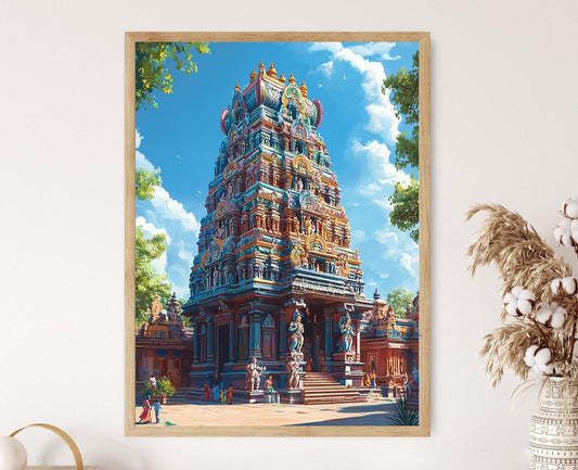Affiche Temple Meenakshi – Poster Art Vibrante du Sud de l'Inde