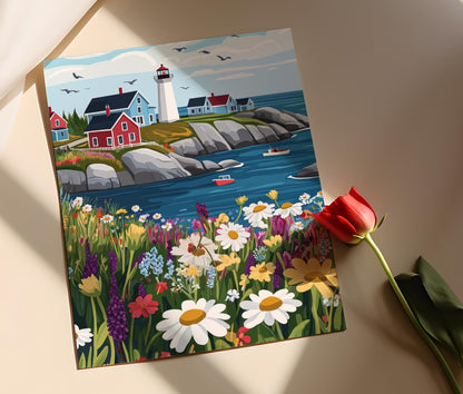 Affiche Phare de Peggy's Cove – Poster Art de Nova Scotia Coastal Village