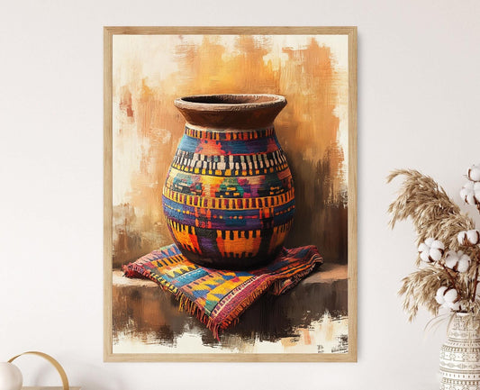 Affiche en Tissu Kente Ghanéen – Poster Coloré de Textile Africain