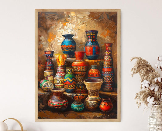 Affiche Art Céramique Africaine – Peinture Artisanale à Thème Culturel