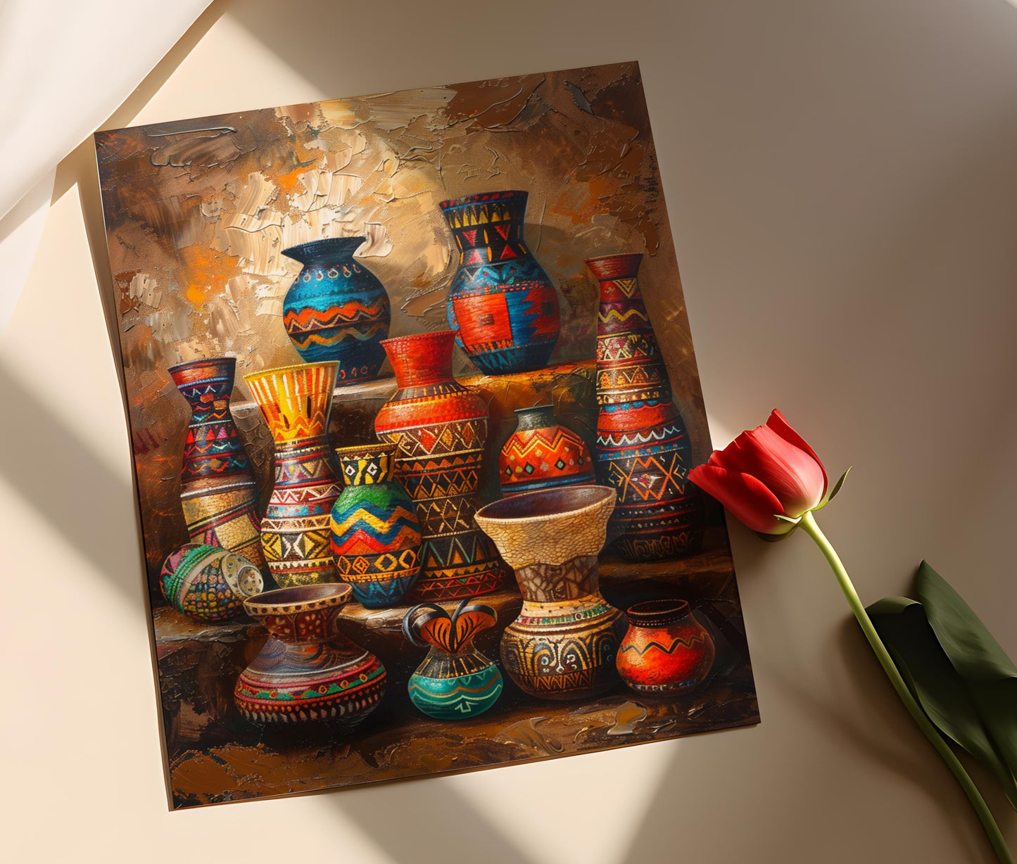 Affiche Art Céramique Africaine – Peinture Artisanale à Thème Culturel