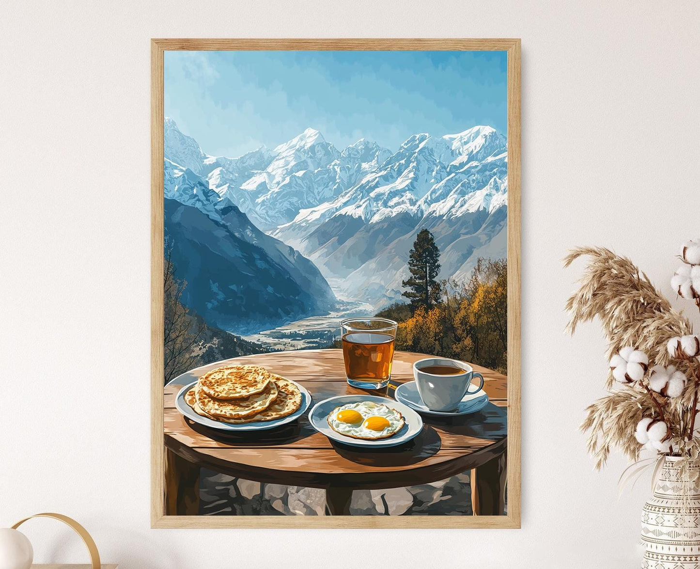 Affiche Petit-Déjeuner à Gilgit – Parathas et Paysage de la Vallée de Hunza