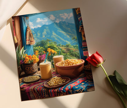 Affiche Atol de Elote – Art Print de la Boisson Traditionnelle au Maïs