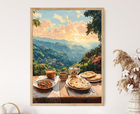 Affiche Islamabad – Art Print de Petit-Déjeuner Pakistanais : Nihari, Naan, Chai