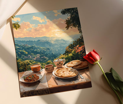 Affiche Islamabad – Art Print de Petit-Déjeuner Pakistanais : Nihari, Naan, Chai