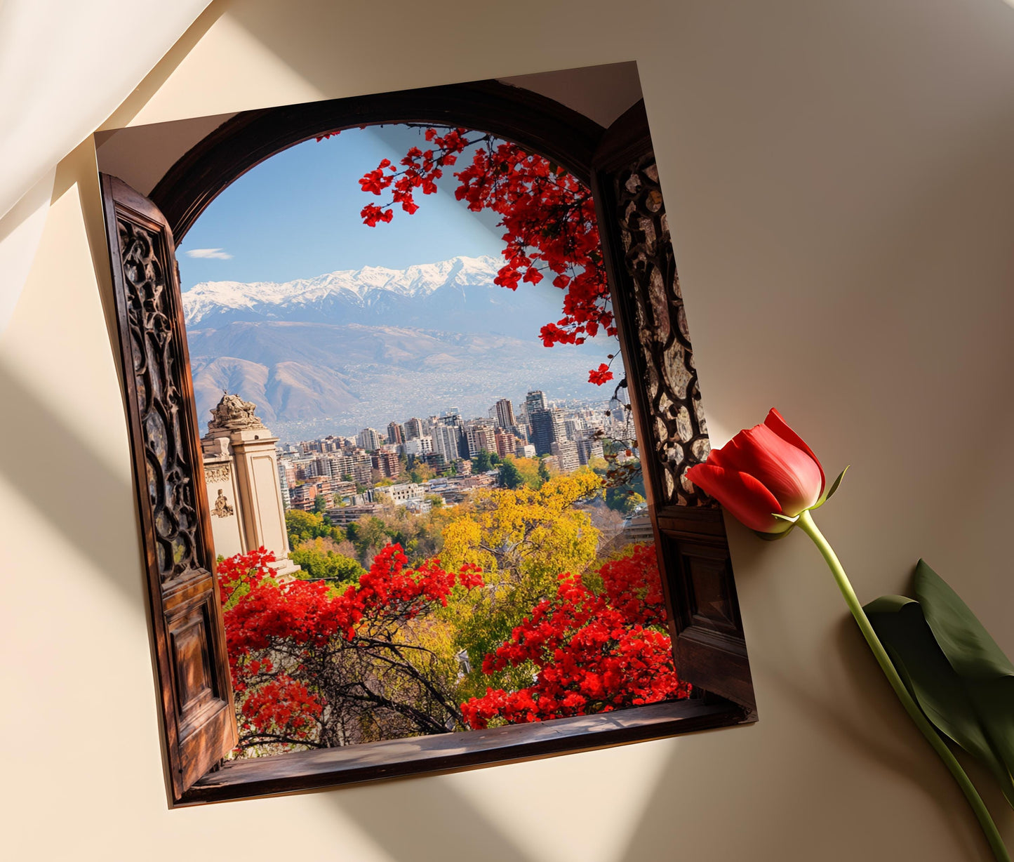 Affiche Santiago à Santiago – Art Print Vue sur les Andes et la Ville