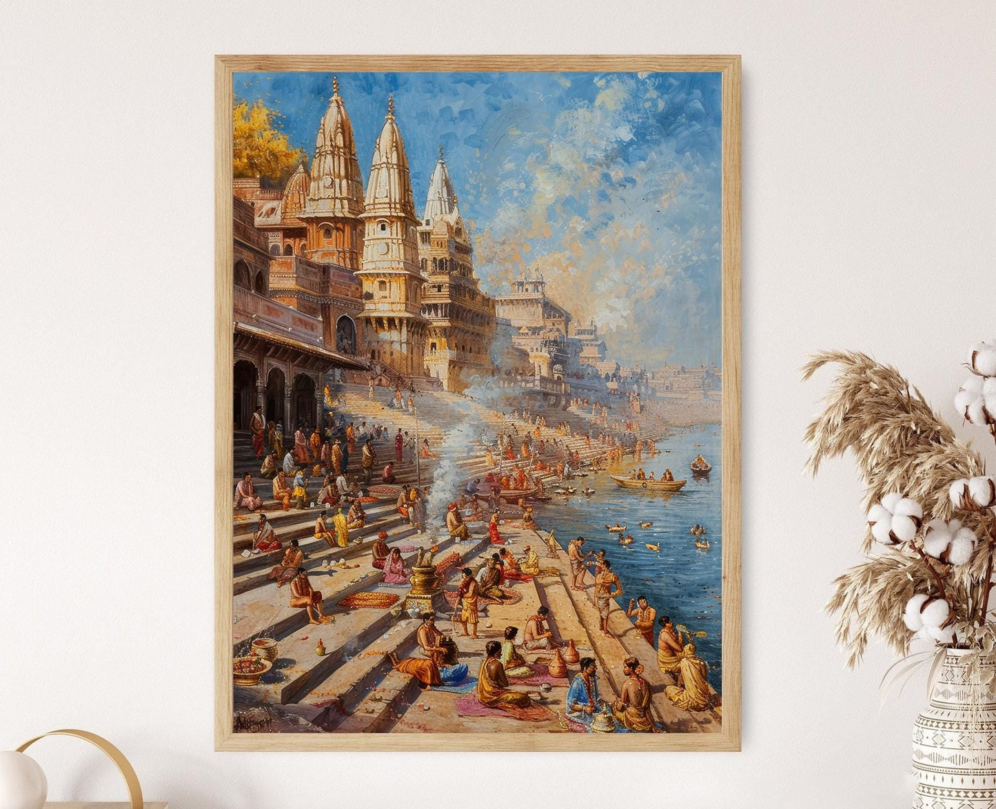 Affiche des Ghats Sacrés de Varanasi – Poster Art Religieuse Indienne