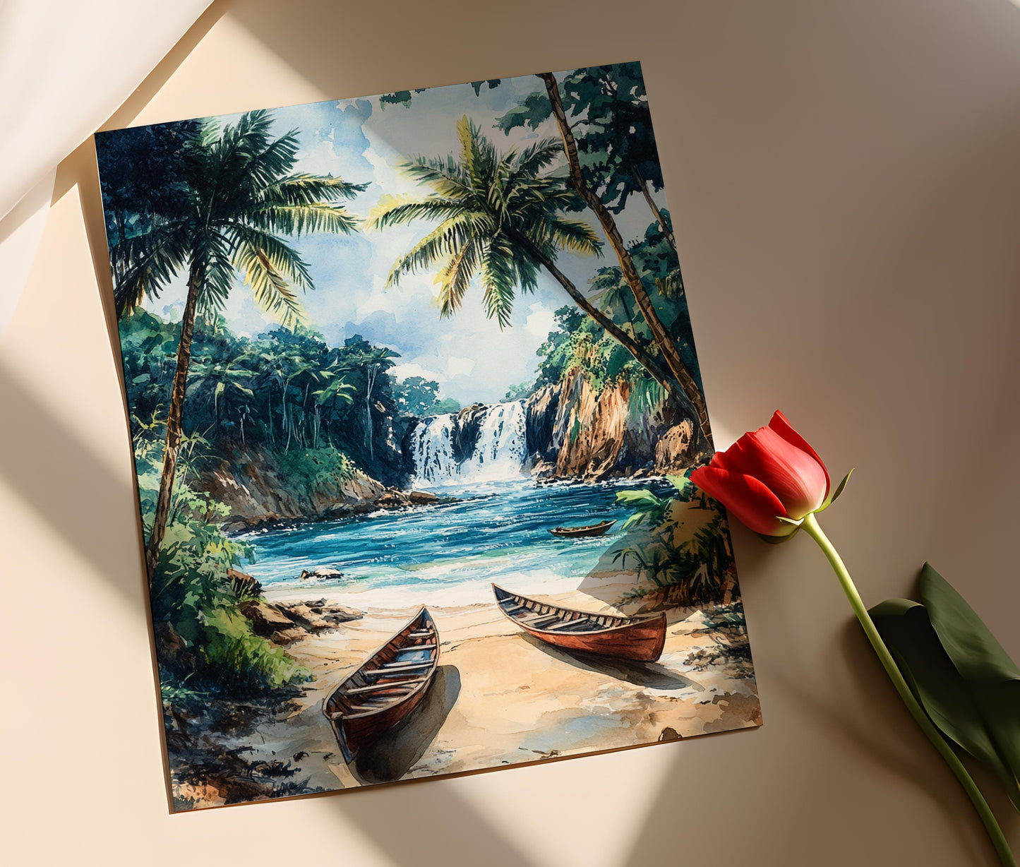 Affiche Kribi – Illustration des Chutes Lobé et Océan Atlantique