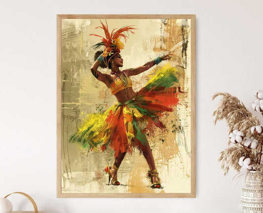 Affiche Samba – Poster Illustratif Brésilien Coloré de Danseuse