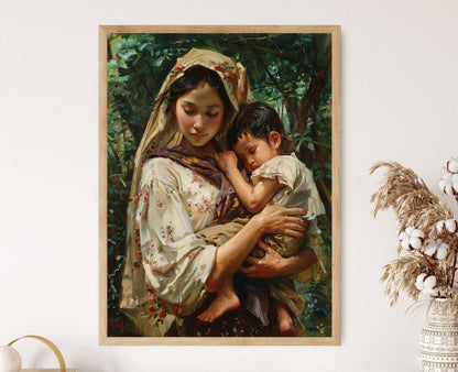 Affiche Femme et Enfant Filipin – Poster Art Traditionnelle des Philippines