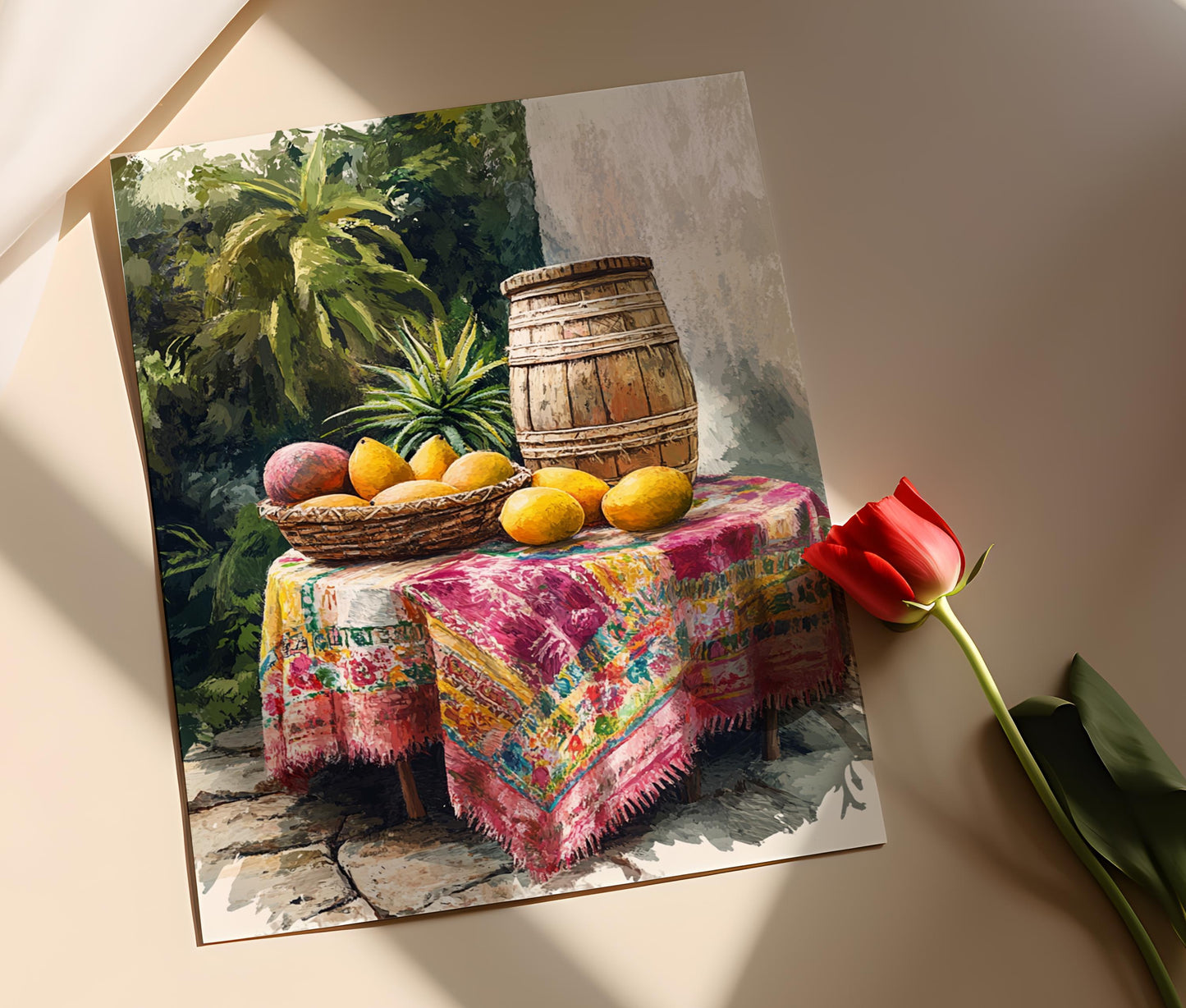 Affiche Cuisine Portoricaine – Art Tropical avec Pilón & Plátanos