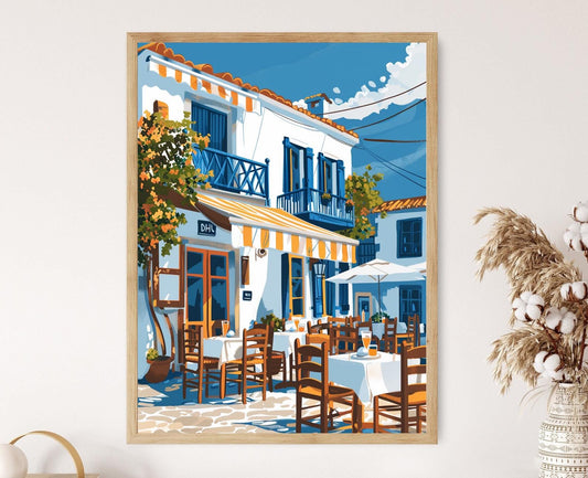 Affiche Taverne Grecque – Poster Art Vintage Méditerranéen