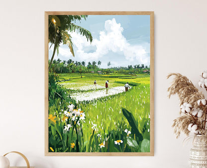 Affiche Champs de Riz de Bogra – Poster Paysage Agricole du Bangladesh