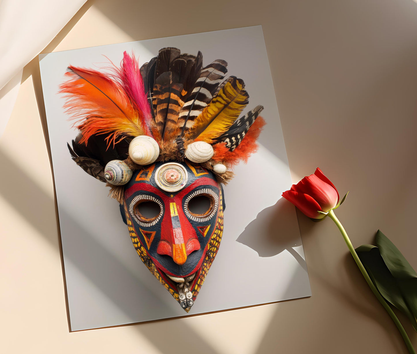 Affiche Masque Tribal de Papouasie-Nouvelle-Guinée – Art aux motifs audacieux