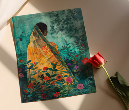 Affiche Jamdani Sari – Impression Textile Bengali, Décor Sud-Asiatique