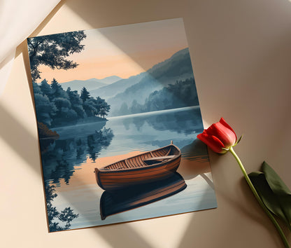 Affiche Nature Écossaise – Poster Loch Lomond et son Bateau en Bois