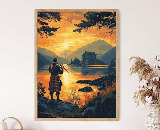 Affiche Écossaise – Poster Art Heritage avec Château Eilean Donan et Coucher de Soleil
