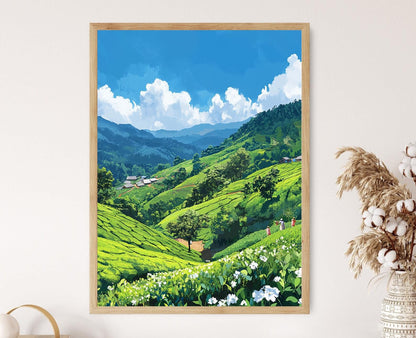 Affiche des Jardins de Thé de Srimangal – Poster Paysage des Collines Vertes du Bangladesh