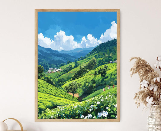 Affiche des Jardins de Thé de Srimangal – Poster Paysage des Collines Vertes du Bangladesh