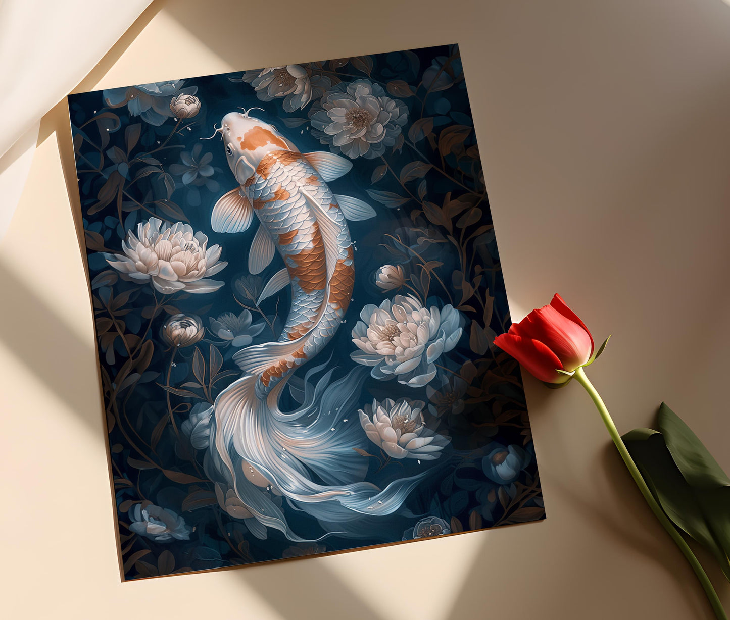 Affiche Poisson Koi – Impression artistique aquarelle peint à la main