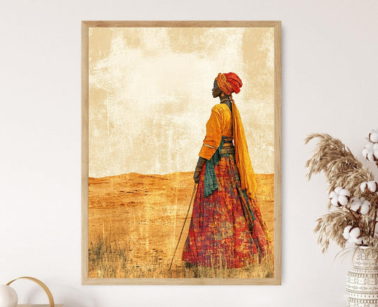Affiche Tissu Malien – Poster Art Tradition et Chaleur du Désert