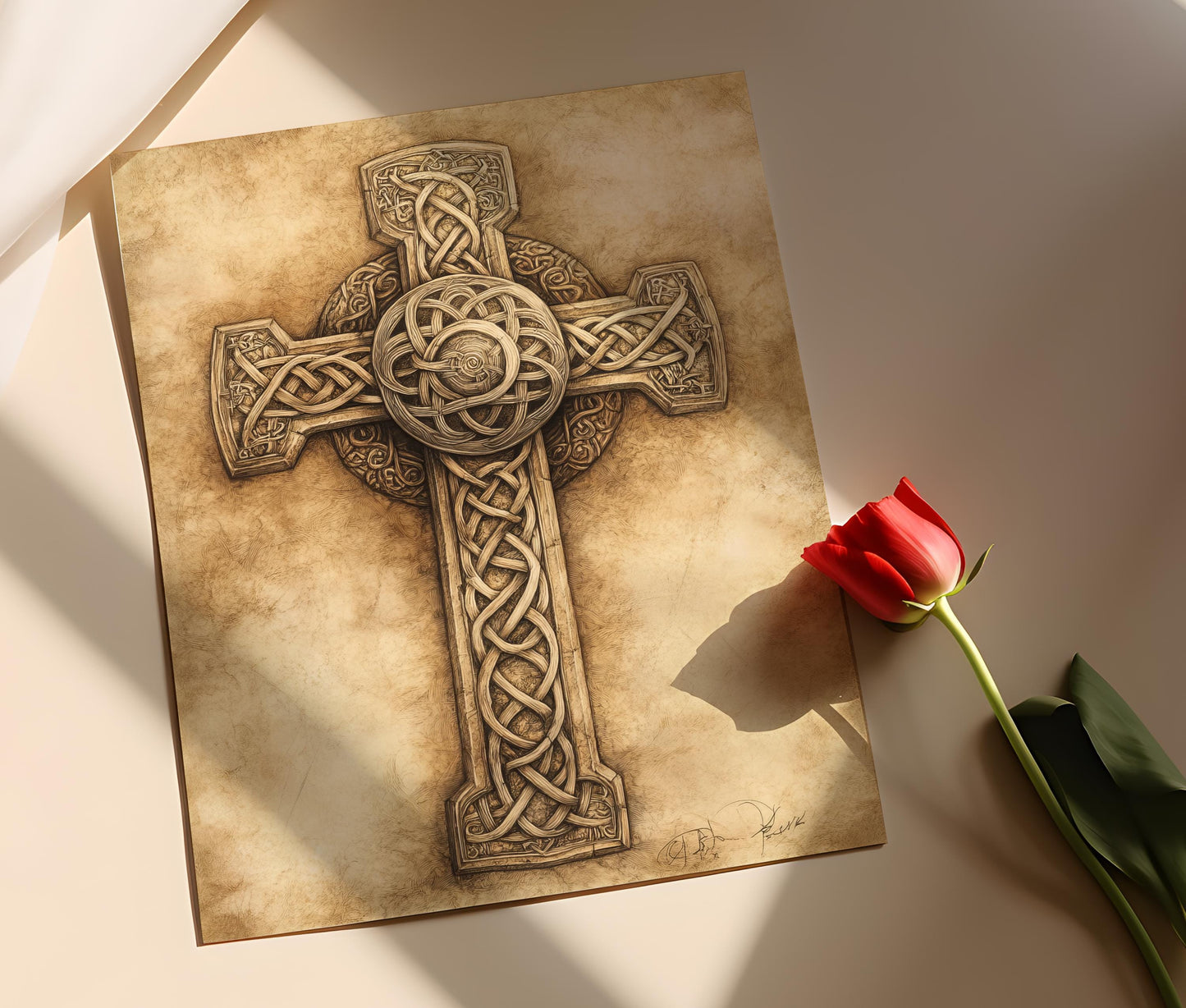 Affiche Croix Celtique – Poster Art avec Nœuds Entrelacés et Spirales