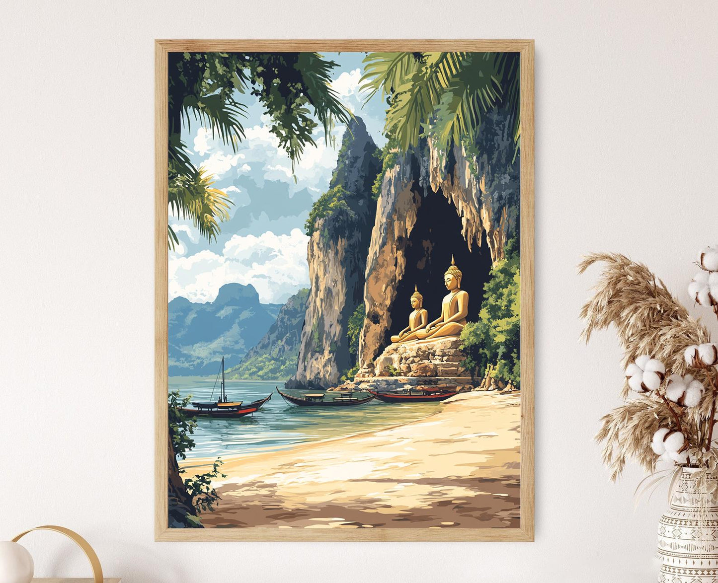 Affiche Caverne Sacrée – Poster Art du Laos et Rivière Mékong