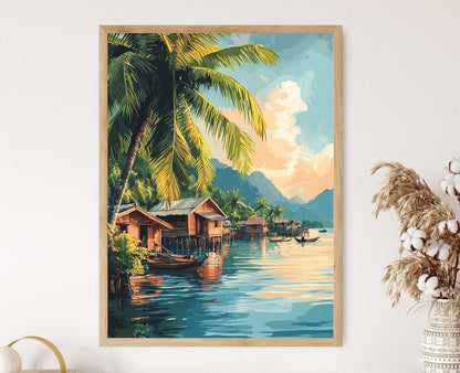 Affiche Si Phan Don – Décor mural Laos, paysage du fleuve Mékong