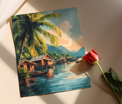 Affiche Si Phan Don – Décor mural Laos, paysage du fleuve Mékong