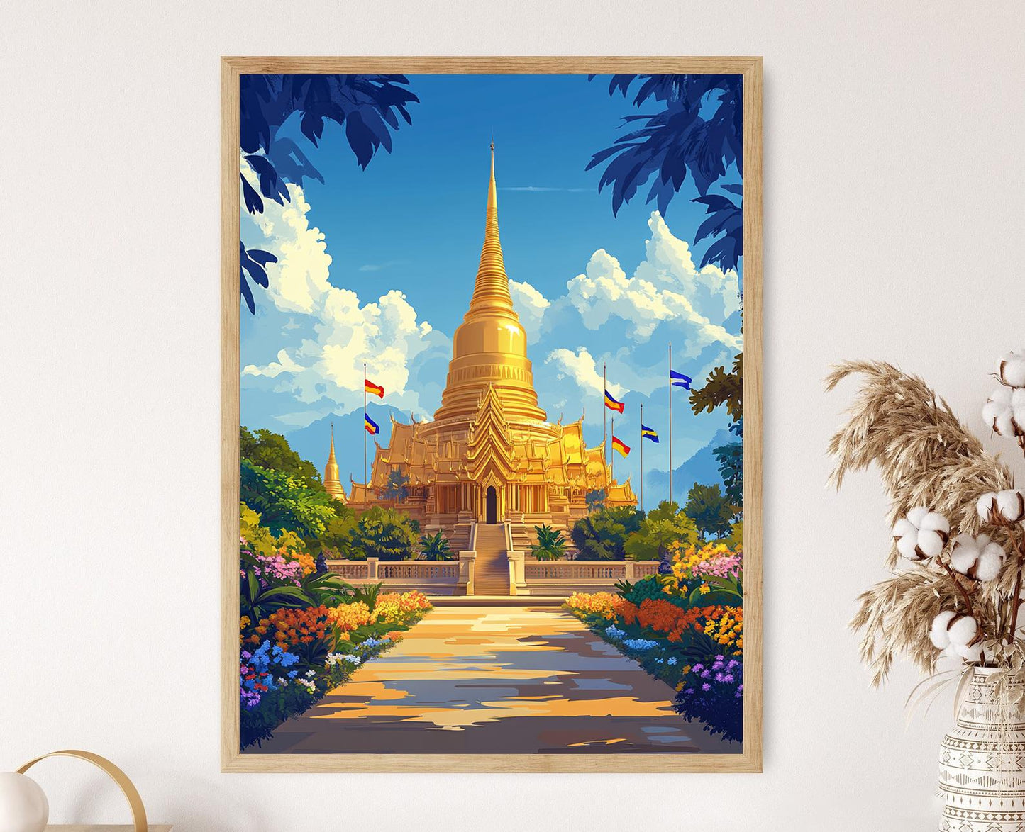Affiche Pha That Luang – Poster Art de Vientiane, Stupa Dorée