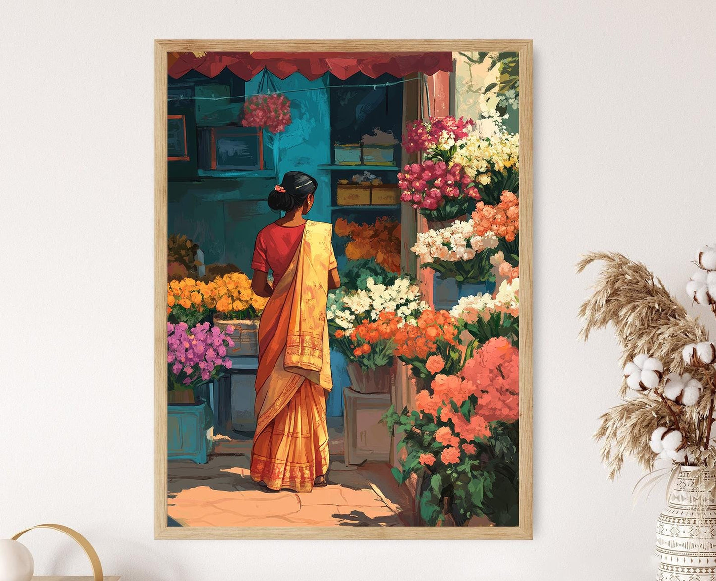 Affiche Fleuriste Hyderabad – Impression artistique colorée d'Inde