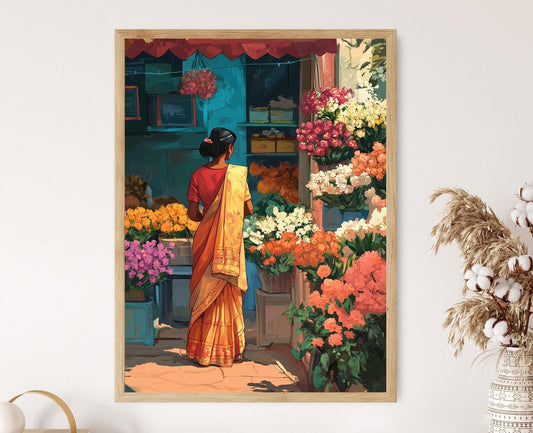 Affiche Fleuriste Hyderabad – Impression artistique colorée d'Inde