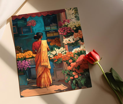 Affiche Fleuriste Hyderabad – Impression artistique colorée d'Inde
