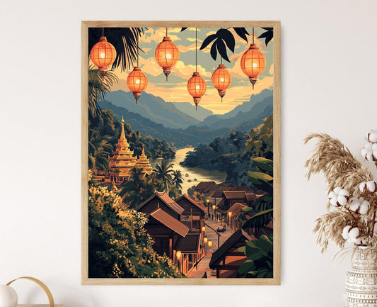 Affiche Luang Prabang – Art mural traditionnel Laos, héritage culturel