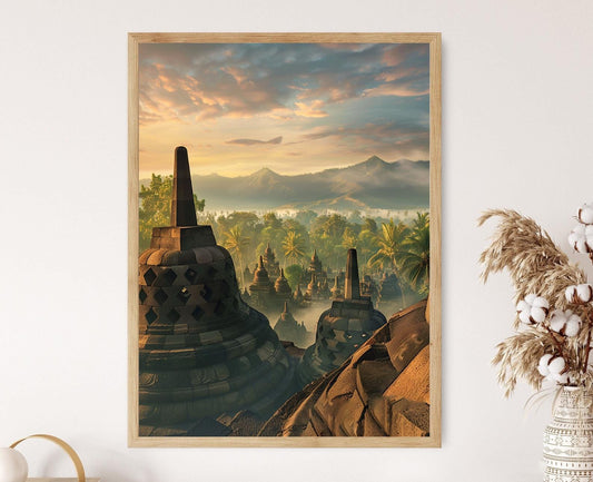 Affiche Temple Borobudur – Art Indonésien pour un Décor Héritage