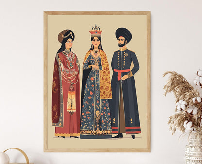 Affiche Dynastie Qajar – Poster Portraits Royaux Persans du XIXe Siècle