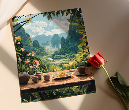 Affiche Phonsavan – Art de Table du Petit-Déjeuner au Laos