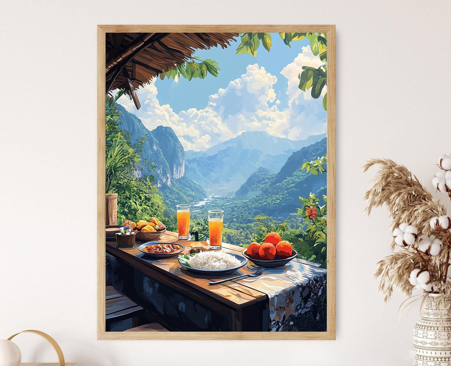 Affiche Bolaven Plateau – Poster Art de la Table de Petit-Déjeuner Laotien