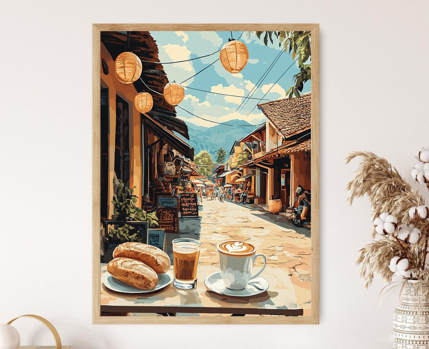 Affiche Petit-déjeuner à Vientiane – Art traditionnel de la cuisine laotienne