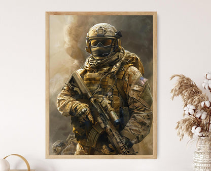 Affiche Marine US – Poster Art mural Soldat détaillé