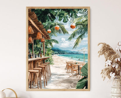 Affiche Plage Kenting – Poster Décor Côtier Taïwan, Style Bohème Bambou